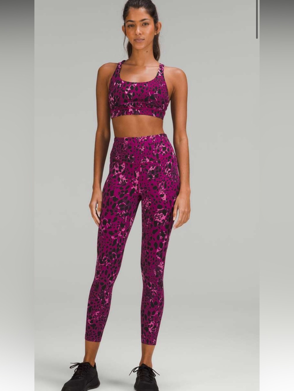 Lululemon Base Pace HR Running Tight 25" Cheetah Camo Magenta Purple Multi 14